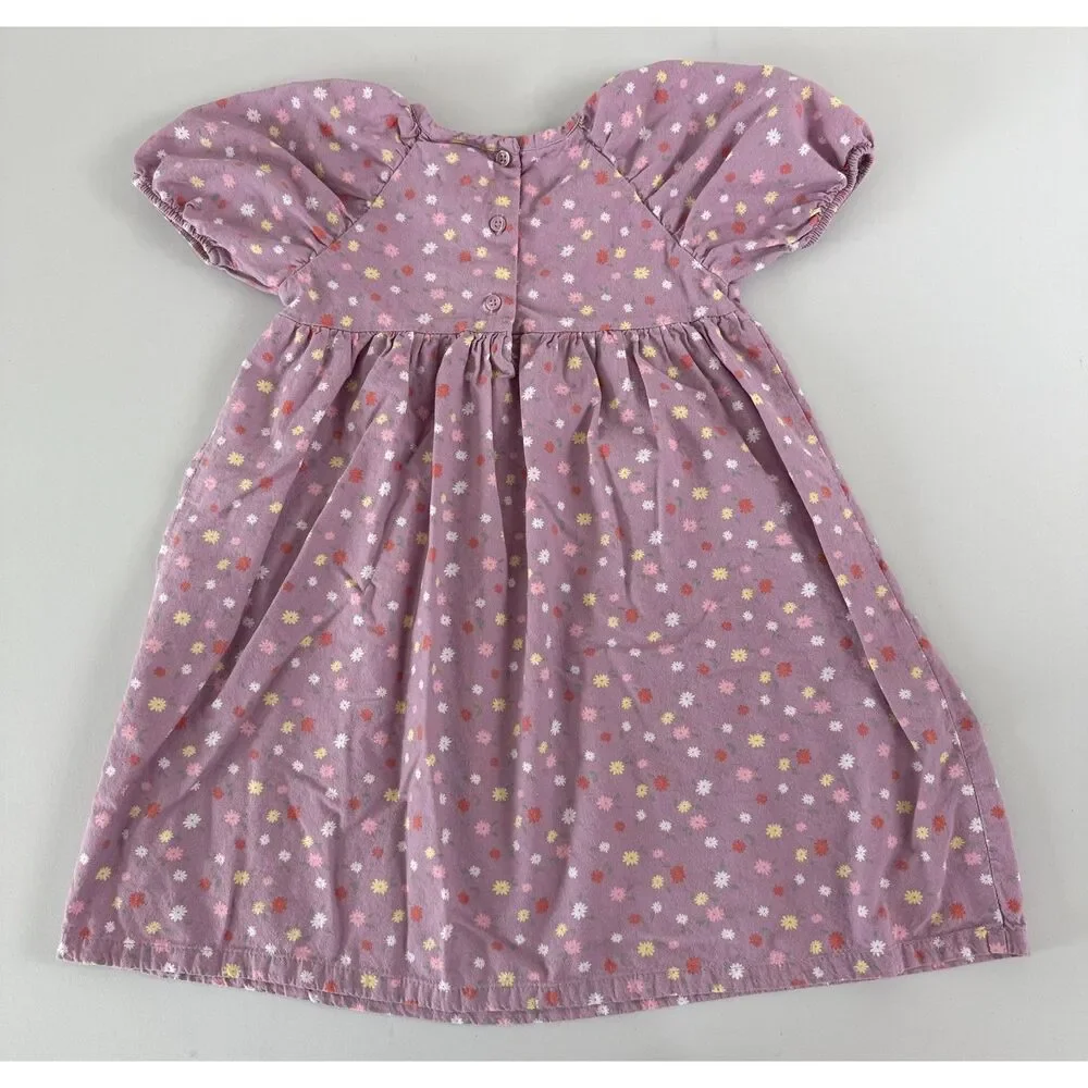 Wonder Nation Toddler Girls Purple Floral Short Sleeve Dress Size 5T